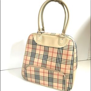 LARGE Vintage PERFECT FAUX BURBERRY Tote/ Carry On Bag❤️